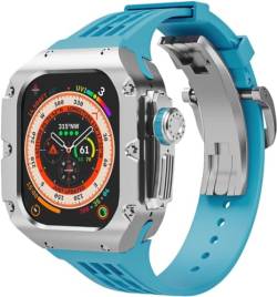 IRJFP 49 mm luxuriöses Uhrengehäuse aus Titnaiumlegierung, Gummi-Uhrenarmband mit Verschluss, DIY-Modifikationsset, für Apple Watch Ultra 2 Ultra 8 Serie, Ersatzzubehör, For Ultra2, Achat von IRJFP