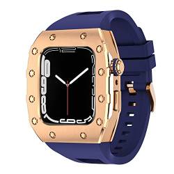 IRJFP Luxus-Modifikationsset für Apple Watch, Armband 8, 7, 6, 5, 4, 3, 44 mm, 45 mm, Metallrahmen, Lünette, Uhrenarmband, für iWatch Serie 7, 6, 5, SE, 45 mm, Achat von IRJFP