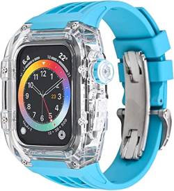 IRJFP Uhrenarmband-Modifikationsset, für Apple Watch Ultra 49 mm, vollständig transparentes Uhrengehäuse mit Fluorkautschukband, RM-Mod-Kit, für iWatch SE 8, 7, 6, 5, 4, 45 mm, 44 mm, 45 mm, Achat von IRJFP