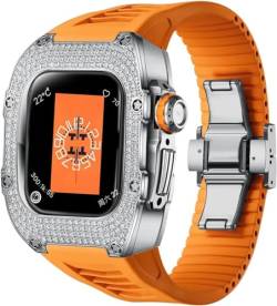 IRJFP Uhrengehäuse, 40 mm, 41 mm, Titanlegierung, Diamant-Lünette, Gummiband-Set, für Apple Watch 8, 7, 6, 5, 4, 3, SE-Serie, Sportuhrenarmband, Mod-Kit, Uhrenersatzzubehör, For 40mm, Achat von IRJFP