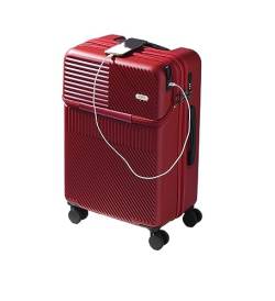 IRYZE Koffer Reisekoffer 22-Zoll-Koffer Mit USB-Ladeanschluss, TSA-Zahlenschloss, Universal-Radgepäck Trolley Boardcase (Color : Rood, Size : 22inch) von IRYZE