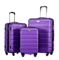 IRYZE Koffer Reisekoffer 3-teiliges ABS-Gepäckset Mit TSA-Schlössern, Inklusive 20", 24", 28" Spinner-Koffer Trolley Boardcase (Color : Purple, Size : 20+24+28in) von IRYZE