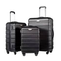 IRYZE Koffer Reisekoffer 3-teiliges ABS-Gepäckset Mit TSA-Schlössern, Inklusive 20", 24", 28" Spinner-Koffer Trolley Boardcase (Color : Siyah, Size : 20+24+28in) von IRYZE