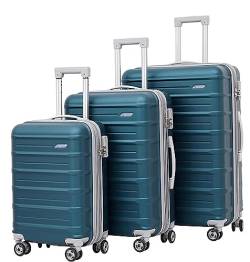 IRYZE Koffer Reisekoffer 3-teiliges Gepäck mit großem Fassungsvermögen, 20/24/28 Zoll, verstellbare Trolley-Koffer mit Rollen Trolley Boardcase (Color : Grün, Size : 20+24+28 in) von IRYZE