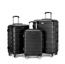 IRYZE Koffer Reisekoffer Gepäck-ABS-3-teiliges Set Mit Schloss-Spinner 20 Zoll, 24 Zoll, 28 Zoll, Leichtes Gepäck Für Die Reise Trolley Boardcase (Color : Siyah, Size : 20+24+28inch) von IRYZE