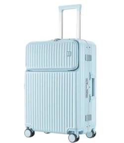 IRYZE Koffer Reisekoffer Handgepäck, Äußerst Robuster Koffer, Gepäckbeständig, Harter, Leichter Aluminiumrahmen Trolley Boardcase (Color : Blu, Size : 22inch) von IRYZE
