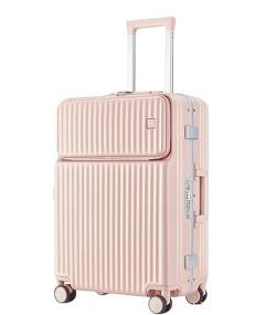 IRYZE Koffer Reisekoffer Robuster Hartgepäck-Koffer Mit Aluminiumrahmen, Handgepäck-Sicherheitskoffer Mit TSA-Schloss Trolley Boardcase (Color : Pink, Size : 24inch) von IRYZE