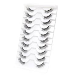 ISAKEN 10 Paar Falsche Wimpern Halbe Falsche Wimpern 3D Künstliche Natürlicher Look Verlängerung Fake Wimpern Set Wiederverwendbar Dramatische Streifenwimpern für Weihnachten, Cosplay, Kostüme von ISAKEN