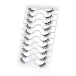 ISAKEN 10 Paar Falsche Wimpern Halbe Falsche Wimpern 3D Künstliche Natürlicher Look Verlängerung Fake Wimpern Set Wiederverwendbar Dramatische Streifenwimpern für Weihnachten, Cosplay, Kostüme von ISAKEN