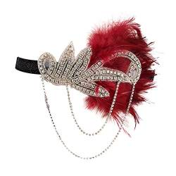 ISAKEN 1920s Stirnband Feder Damen Haarband 20er Jahre Elastisch Kopfschmuck Mode Bling Strass Haarschmuck Gatsby Kostüm Accessoires Vintage Party Festival Haarschmuck von ISAKEN