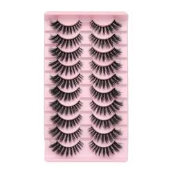 ISAKEN 3D Falsche Wimpern, 10 Paare 3D Fluffy Strip Wimpern D Curl Lash Strip Natürliche Wispies Fluffy Wimpern Wiederverwendbar Fake Lashes Dekorative Falsche Wimpern Augenwimpernwimper Wimpern von ISAKEN