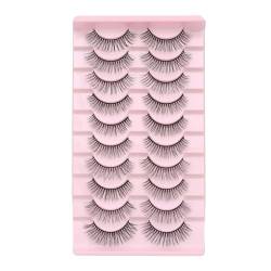 ISAKEN 3D Falsche Wimpern, 10 Paare 3D Fluffy Strip Wimpern D Curl Lash Strip Natürliche Wispies Fluffy Wimpern Wiederverwendbar Fake Lashes Dekorative Falsche Wimpern Augenwimpernwimper Wimpern von ISAKEN