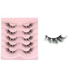 ISAKEN 3D Falsche Wimpern, 5 Paar Künstliche Natürlicher Look Verlängerung Fake Wimpern Set Wiederverwendbar Dramatische Streifenwimpern für Weihnachten, Cosplay, Kostüme von ISAKEN