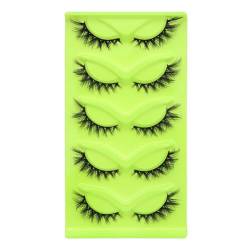 ISAKEN 5 Paar 3D Künstliche Wimpern Russische Falsche Natürlicher Look Curly Fox Eye Lashes Natürliche Wispies Fluffy Wimpern Dramatische Dekorative Falsche Wimpern für Wispy Fake Wimpern von ISAKEN