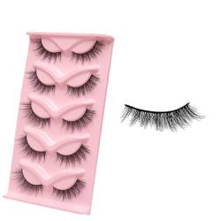 ISAKEN 5 Paare 3D Künstliche Wimpern Russische Falsche Natürlicher Look Foxy Eye Lashes Natürlichem Wispy-Volumen Katzenauge Wimpern Wiederverwendbar Fake Lashes von ISAKEN