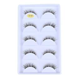 ISAKEN 5 Paare Falsche Wimpern Manga Lashes Natürlicher Look Künstliche Wimpern Anime Fake Lashes Wiederverwendbar Handgemacht Faux Mink Make-up-Wimpern von ISAKEN