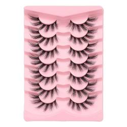 ISAKEN 7 Paare 3D Künstliche Wimpern Katzenauge Falsche Natürlicher Look Curly Cat Eye Lashes D Curl Wiederverwendbar Natürliche Wispies Fluffy Wimpern für Wispy Fake Wimpern von ISAKEN