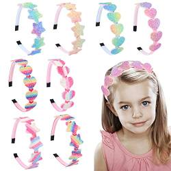 ISAKEN 8 Stück Stirnbänder für Mädchen, Glitzer Pailletten Haarbänder Herzen Sterne Regenbogen Farbverlauf Stirnbänder Set Haarschmuck Set für Kinder von ISAKEN