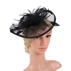 ISAKEN Damen Fascinators Hut Blume Mesh Feder Stirnband Elegant Haarklammer Schleier Vintage 1920er Jahre Feder Stirnband Gatsby Stirnband für Frauen Kostüm Teeparty Cocktail Party Haarschmuck von ISAKEN