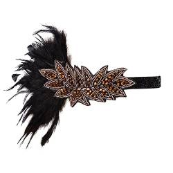 ISAKEN Damen Feder Stirnband 1920er Jahre Mode Bling Strass Kopfbedeckung Haarschmuck Haarreif Gatsby Kostüm Flapper Federn Haarband für Frauen und Mädchen von ISAKEN