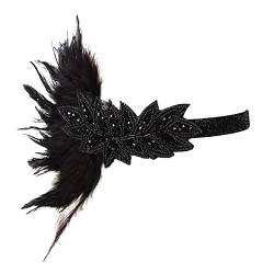 ISAKEN Damen Feder Stirnband 1920er Jahre Mode Bling Strass Kopfbedeckung Haarschmuck Haarreif Gatsby Kostüm Flapper Federn Haarband für Frauen und Mädchen von ISAKEN