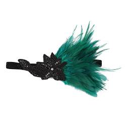 ISAKEN Damen Feder Stirnband Elastische Haarband Boho Pailletten Feder Kopfbedeckung 1920s Vintage Party Festival Haarschmuck für Frauen und Mädchen Bühnenperformance von ISAKEN