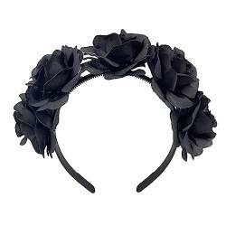 ISAKEN Damen Halloween Haarschmuck Rose Blumen Stirnband Stirnbänder Halloween Spinnen Haarreifen für Halloween Party Cosplay Kostüm Kopfschmuck Maskerade Dekoration Requisite von ISAKEN