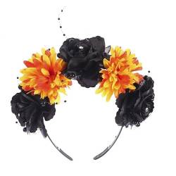 ISAKEN Damen Halloween Haarschmuck Rose Blumen Stirnband Stirnbänder Halloween Spinnen Haarreifen für Halloween Party Cosplay Kostüm Kopfschmuck Maskerade Dekoration Requisite von ISAKEN