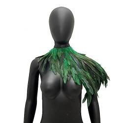 ISAKEN Feather Schal Feder Achselzucken Damen Schal Halloween Schal Gothic Feather Shrug Shrug Damen Halloween Party Kostüm Epauletten Fliege Krawatte Kragen von ISAKEN