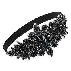 ISAKEN Federn Stirnband 1920er Jahre Damen Gatsby Haarbänd mit Kristall Strass Elastisch Haarband Haarschmuck Stirnbänder Kostümzubehör für Theme Party Hochzeit Burlesque Accessoire von ISAKEN