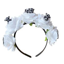 ISAKEN Halloween Blume Stirnband Spinne Haarschmuck Tag der Toten Blumen Kopfschmuck zum Halloweenkostüm Mexikanische Haardekoration für Halloween Karneval Fasching Motto Party von ISAKEN