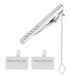 ISAKEN Krawattenklammer mit Manschettenknöpfen, Herren Krawattennadel Klassische Business-Stil Tie Clip Krawatten Krawatte für Männer Alltag Hochzeit Jahrestag Geschäft Vatertagsgeschenke von ISAKEN