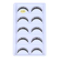 ISAKEN Natürliche Wimpern Wispy Lashes Natürlicher Look Ausgestellte Falsche Weiche Flauschige Wimpern Flauschige Wimpern Lifting-Effekt False Lashes Make-up-Wimpern, 5 Paar von ISAKEN