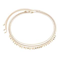 ISAKEN Strass Taillenkette Gürtel Frauen Kristall Kettengürtel Metall Link Körperkette Kettengürtel Belly Waist Chain Bikini Sommer Strand Körperschmuck Sommerstrandkette für Kleid Jeanskleider von ISAKEN