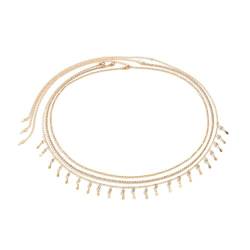 ISAKEN Strass Taillenkette Gürtel Frauen Kristall Kettengürtel Metall Link Körperkette Kettengürtel Belly Waist Chain Bikini Sommer Strand Körperschmuck Sommerstrandkette für Kleid Jeanskleider von ISAKEN