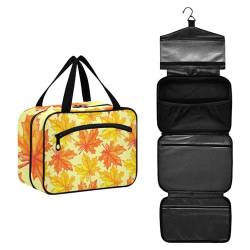 Große Kapazität hängende Reise Kulturbeutel Waschbeutel für Frauen Männer Tragbare Kosmetiktasche (Fallen Leaves Herbst) Make up Organizer Tasche, #6, M, Beauty Case von ISAOA