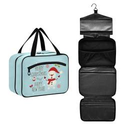 Große Kapazität hängende Reise Kulturbeutel Waschbeutel für Frauen Männer Tragbare Kosmetiktasche Frohe Weihnachten Schneemann Weihnachtsmann Make-up Organizer Tasche, #8, M, Beauty Case von ISAOA