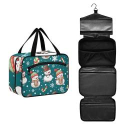 Große Kapazität hängende Reise Kulturbeutel Waschbeutel für Frauen Männer Tragbare Kosmetiktasche Weihnachten Schneemann Schneeflocke Süßigkeiten Make-up Organizer Tasche, #2, M, Beauty Case von ISAOA