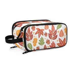 Happy Thanksgiving Herbst Ahornblatt Reise Kulturbeutel für Frauen Mädchen Männer Tragbare Wasserdichte Waschtasche Kosmetiktasche Make-up Fall, #1, Einheitsgröße, Beauty Case von ISAOA