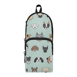 ISAOA Federmäppchen mit lustigem Cartoon-Hundegesichter, groß, Stiftehalter, Schreibwaren-Organizer für Schule, Kinder, Teenager, Mädchen, Jungen, #10, Einheitsgröße, Schulranzen-Set von ISAOA