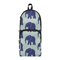 ISAOA Großes Federmäppchen mit blauem Elefant, tropische Tiere, Stiftehalter, Schreibwaren-Organizer für Schule, Kinder, Teenager, Mädchen, Jungen, #5, Einheitsgröße, Schulranzen-Set von ISAOA