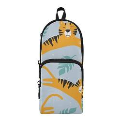 ISAOA Niedliche Tiger Palm Leave Große Federmäppchen Stiftehalter Schreibwaren Organizer für Schule Kinder Teenager Mädchen Jungen, #2, Einheitsgröße, Schulranzen-Set von ISAOA