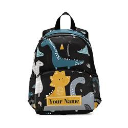 ISAOA Personalisierter Kinderrucksack für Jungen und Mädchen, niedlicher Dino-Rucksack im skandinavischen Stil, Kindergarten, Vorschule, Kindergarten, Reisetasche, grau, M von ISAOA