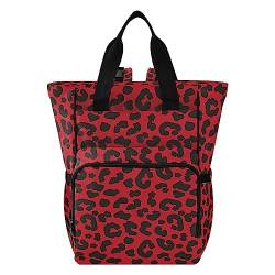 ISAOA Roter Leoparden-Geparden-Druck-Wickeltasche Rucksack für Damen und Herren, großer Laptop-Rucksack, Reiserucksack, Tagesrucksack, Lunchtasche mit isolierten Taschen, Kinderwagengurten, von ISAOA