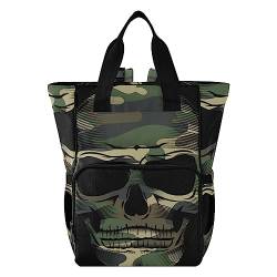 ISAOA Wickeltasche mit Camouflage-Totenkopf-Motiv, für Damen und Herren, großer Laptop-Rucksack, Reiserucksack, Tagesrucksack, Lunchtasche mit isolierten Taschen, Kinderwagengurten, wasserdicht, #9, von ISAOA