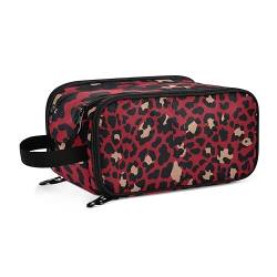 Kulturbeutel mit rotem Leoparden-Geparden-Druck, für Damen, Mädchen, Herren, tragbar, wasserdicht, Kosmetiktasche, Make-up-Koffer, #14, Einheitsgröße, Beauty Case von ISAOA
