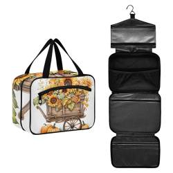 Kulturbeutel zum Aufhängen, große Kapazität, Kulturbeutel für Damen und Herren, tragbare Kosmetiktasche (schöne Sonnenblume und Kürbis), Make-up-Organizer-Tasche, #1, M, Beauty Case von ISAOA