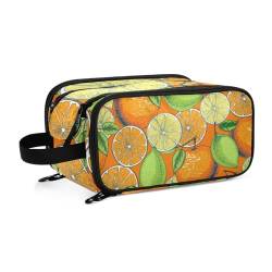 Vintage Lemon Lime Orange Reise Kulturbeutel für Frauen Mädchen Männer Tragbare Wasserdichte Waschtasche Kosmetiktasche Make-up Fall, #1, Einheitsgröße, Beauty Case von ISAOA