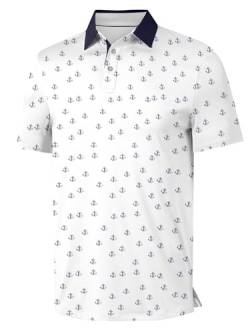 ISEEGZ Herren-Golf-Shirt, kurzärmelig, lustiger Druck, Golf-Polo-Shirts für Herren, leicht, trockene Passform, schnell trocknend, Golf-Polos, Anker, L von ISEEGZ
