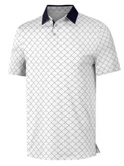 ISEEGZ Herren-Golf-Shirt, kurzärmelig, lustiger Druck, Golf-Polo-Shirts für Herren, leicht, trockene Passform, schnell trocknend, Golf-Polos, Queue, Schwarz / Weiß, L von ISEEGZ
